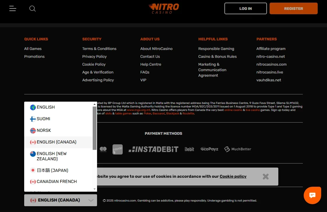 Nitro Casino Zrzut ekranu 2
